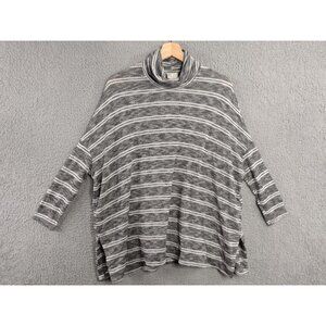 Anthropologie‎ Postmark Mika Oversized Gray White Striped Turtleneck Size Small